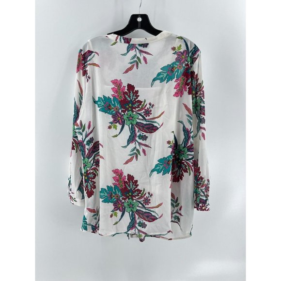 Liz Claiborne Career Long Sleeve Floral Print Hidden Button Front Top Blouse XL - Picture 7 of 16